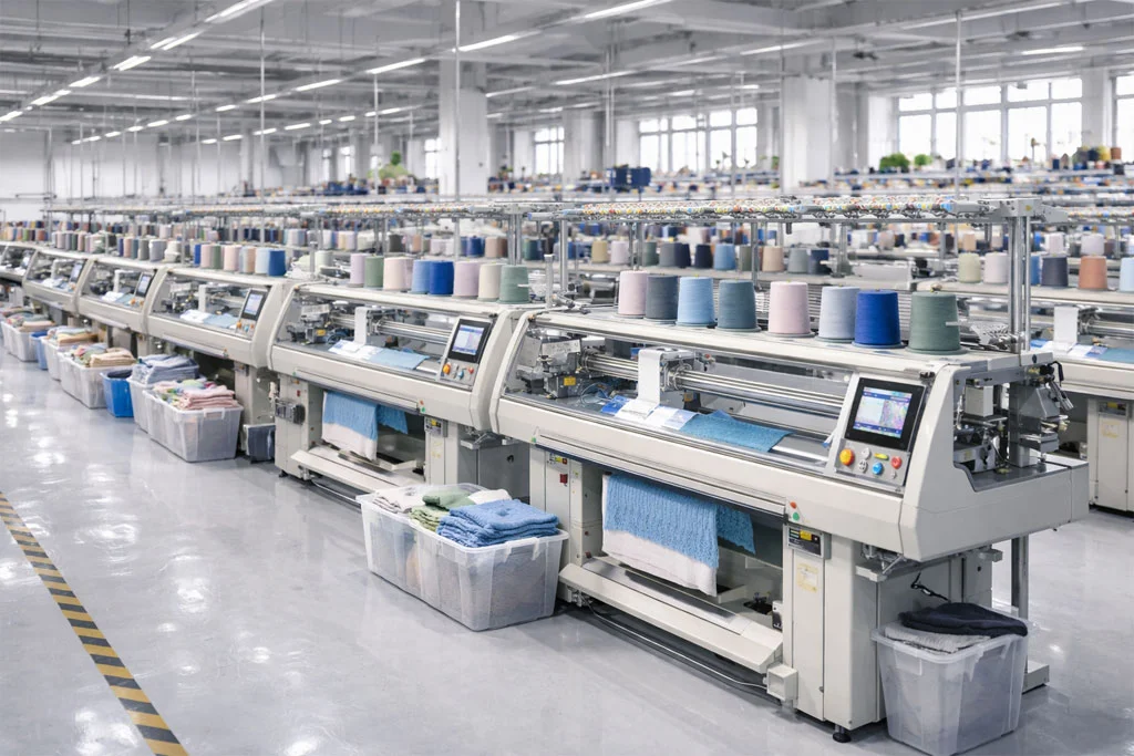 Производственный цех Lin Sweater Factory Далан Дунгуань — более 40 плосковязальных машин